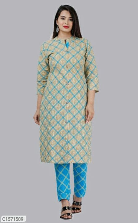 Stunning Cotton Printed Kurti's Pant set's uploaded by business on 11/7/2021