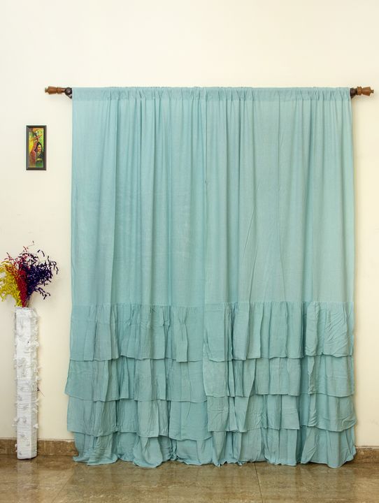 Teal blue Bottom ruffle curtain  uploaded by Winxx lifestyle on 11/8/2021