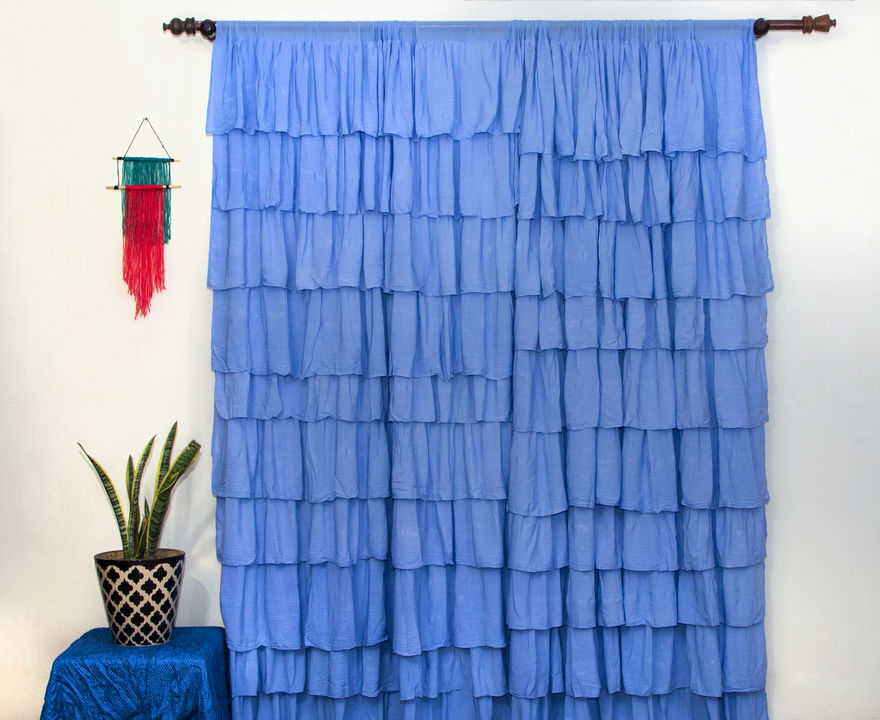Blue ruffle curtain uploaded by Winxx lifestyle on 11/8/2021