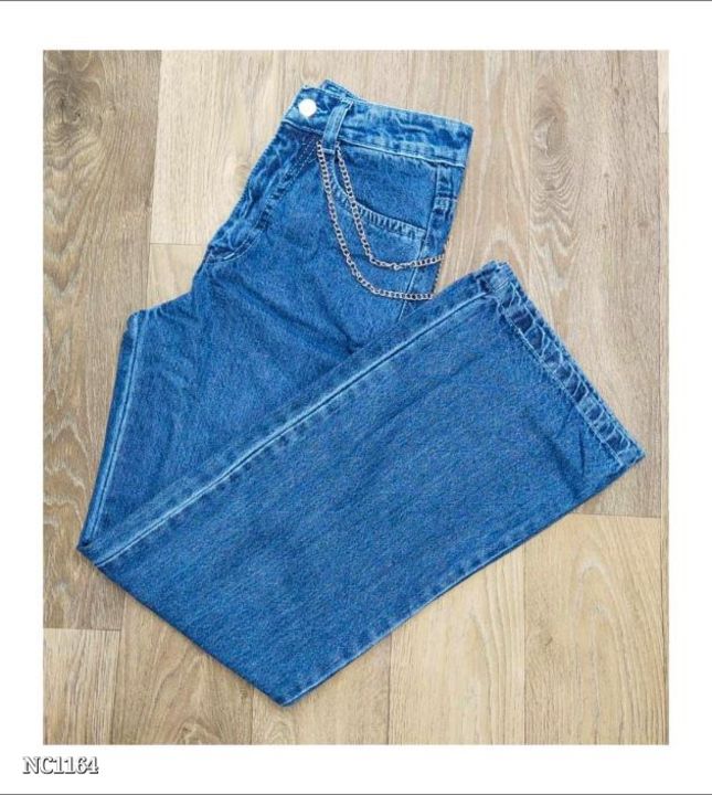 🔥
*NC Market*
Straight fit high waist denim in stock
Chain pattern 
Heavy denim fabric
Quality 💯
 uploaded by NC Market on 11/9/2021