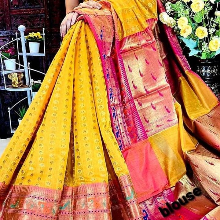 Post image 👉*SaRa Creations *👈
 *Exclusive collection* 💃💃
🌹Beautiful soft chanderi ikkath saree with trendy design with silver Butties....All over the body of the saree to give rich and unique look 😍😍
🌹 contrast double zari paithani border with floral design in silver zari weaving👌🏻👌🏻
🌺U will Feel , free and comfortable fabric.... 😍
🌹Owsome contrast rich pallu with tassels and contrast Brocade  blouse😍😍
🌺 *Best Quality Assured.....* 🛍️🛍️🛍️
 *price : 1850+$*
SRADS12335601