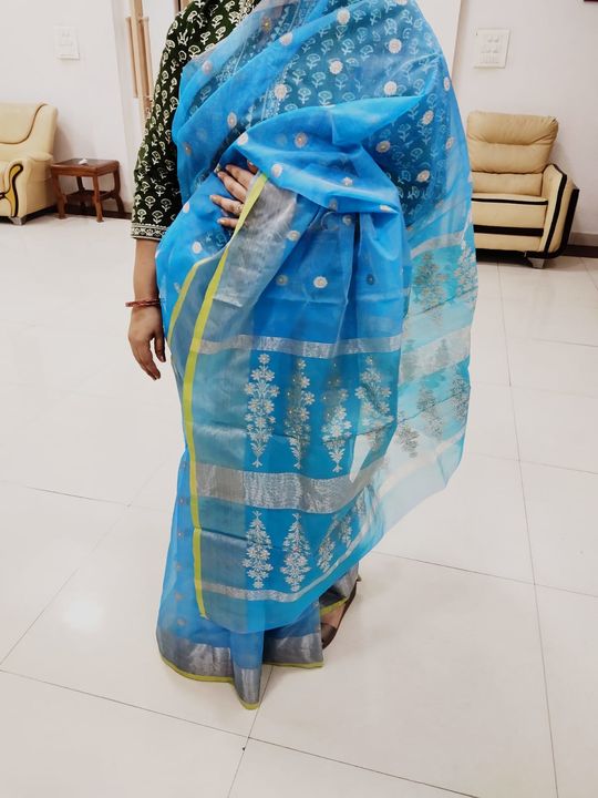 Chanderi handloom saree pure silk uploaded by business on 11/9/2021