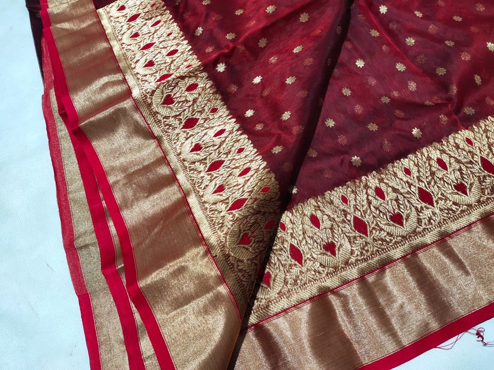 Chanderi handloom saree silk uploaded by business on 11/9/2021