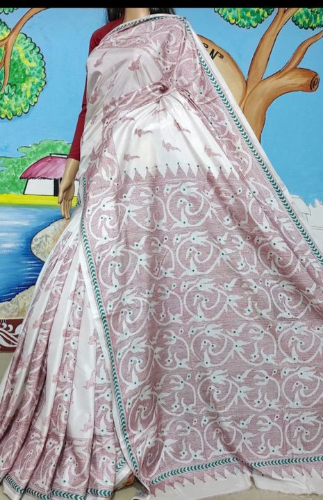 Belendad silk Katha stitch saree with blouse piece uploaded by Exclusive Collection on 11/10/2021