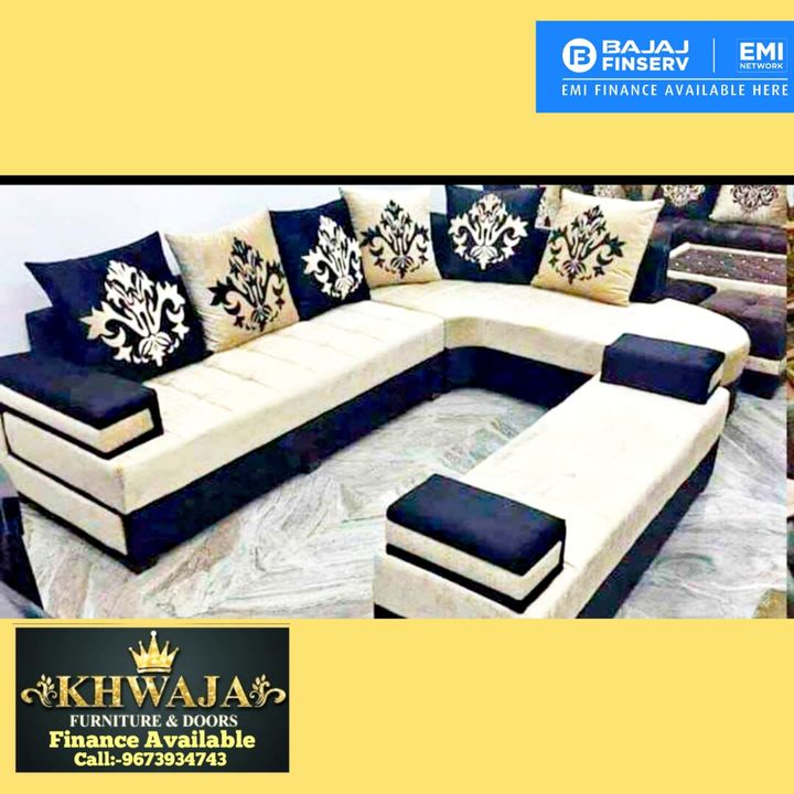 New designer L corner sofa set with center table and puffy uploaded by Khawaja furniture on 11/10/2021