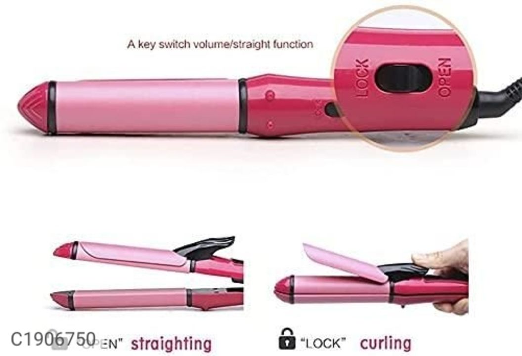 2 IN 1 HAIR BEAUTY SET NHC-2009,CURL & STRAIGHT- (PINK COLOR) uploaded by Online Shopping in India on 11/10/2021