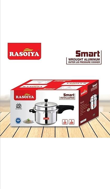 Rasoiya Smart 5 Litres Pressure Cooker. The weight of this cooker is 1.400 KG without box uploaded by business on 9/20/2020