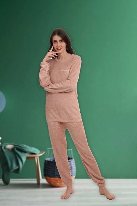 Product image with ID: elegant-woolen-round-neck-winter-night-top-with-pajamas-set-for-women-girls-42c83819