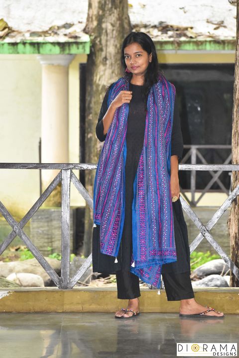 Kantha stitch hand embroidery silk dupatta uploaded by Diorama Designs on 11/11/2021
