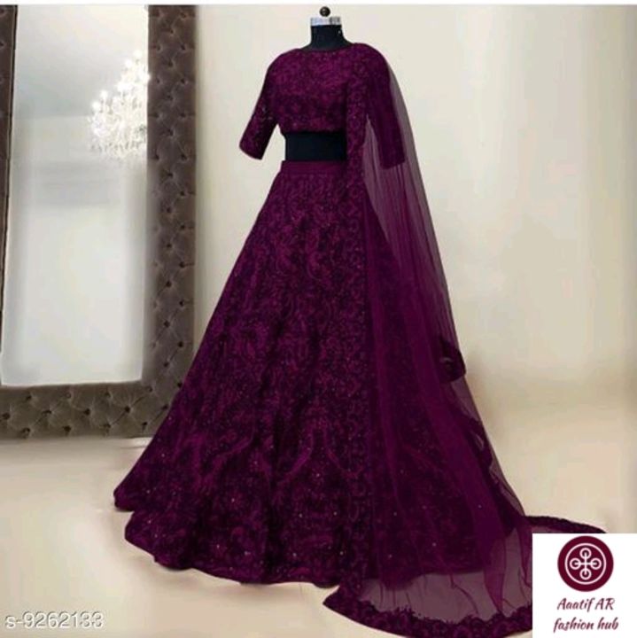 Embroidered semi stiched lehenga choli  (purple) uploaded by business on 11/12/2021