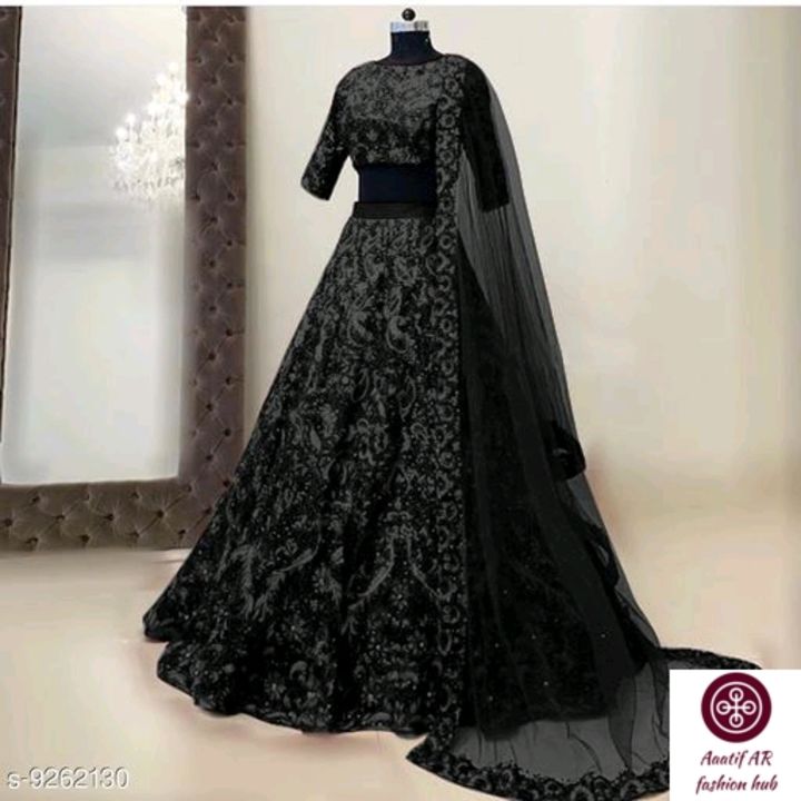 Embroidered semi stiched lehenga choli ( black ) uploaded by business on 11/12/2021