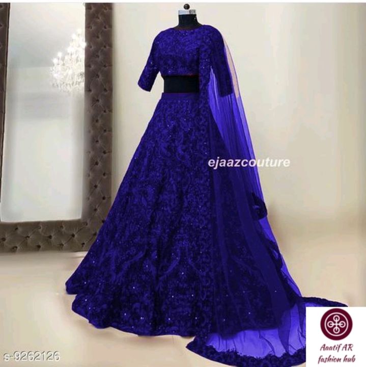 Embroidered semi stiched lehenga choli ( blue) uploaded by business on 11/12/2021