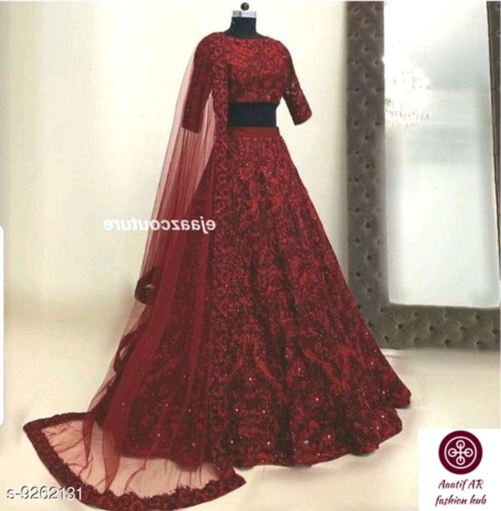 Embroidered semi stiched lehenga choli ( red) uploaded by business on 11/12/2021