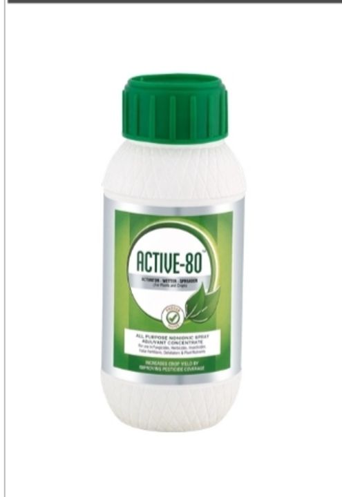 Post image ACTIVE - 80       

Net Content : 3 N x100 m
MRP : ₹369.00 DescriptionAll Purpose Non-ionic Spray Adjuvant ConcentrateActive 80 is a unique product, when added to pesticides helps to increase their performance and effectiveness substantially. It helps in better control of weeds, insects and other diseases on crops and vegetation. Active-80 also helps in efficient use of water in irrigation. A product developed after extensive research and tested on various crops and vegetation by leading Agricultural Universities