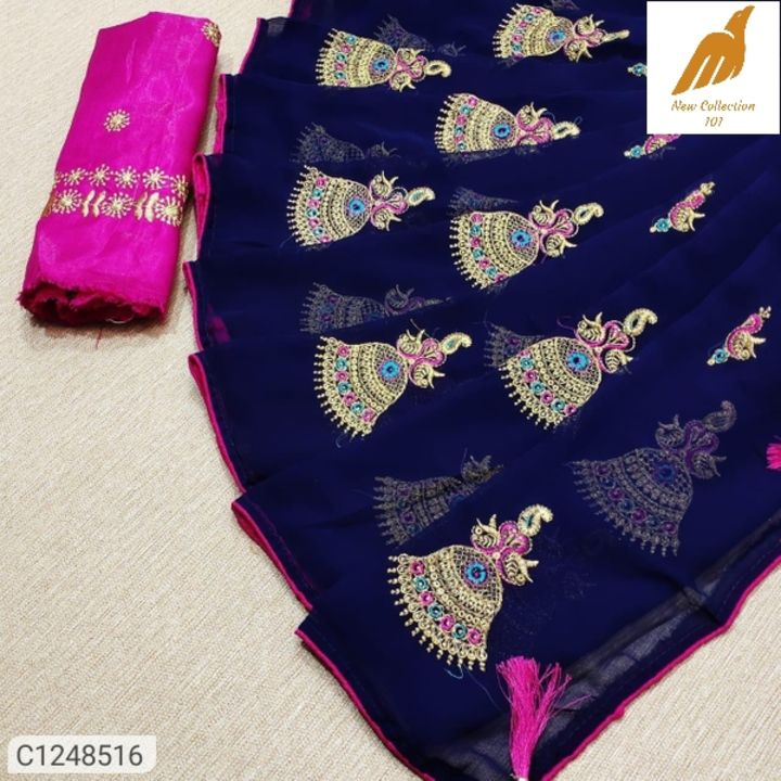 Special Georgette Sarees With Jumka Design Embroidered Work uploaded by business on 11/13/2021