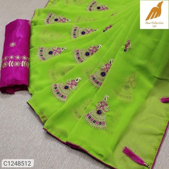Special Georgette Sarees With Jumka Design Embroidered Work uploaded by New Collection on 11/13/2021