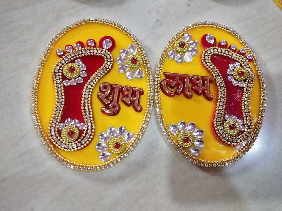 Beautiful subh labh with laxmi charan uploaded by Dewali decoration item on 9/20/2020