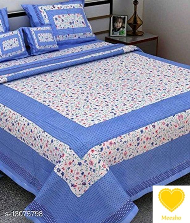 Post image Catalog Name:*Gorgeous Fancy Bedsheets*
Fabric: Cotton
No. Of Pillow Covers: 2
Thread Count: 160
Sizes: 
Queen
Dispatch:1 Day

Easy Returns Available In Case Of Any Issue
*Proof of Safe Delivery! Click to know on Safety Standards of Delivery Partners- https://ltl.sh/y_nZrAV3
