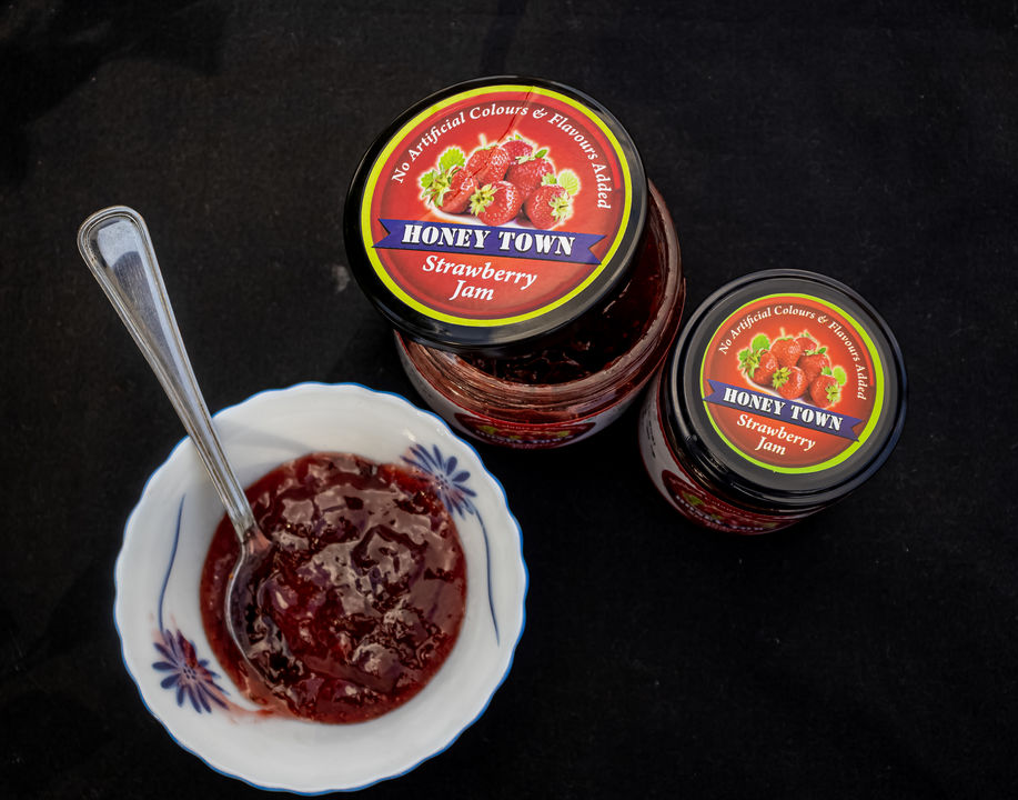 Post image Try our pure fruit jam. Strawberry and Mulberry.Low sugar high fruit content.