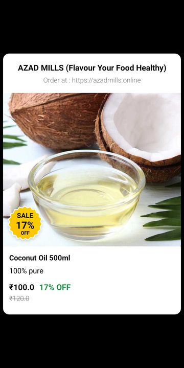 Coconut Oil 500ml uploaded by Azad Mills on 11/14/2021