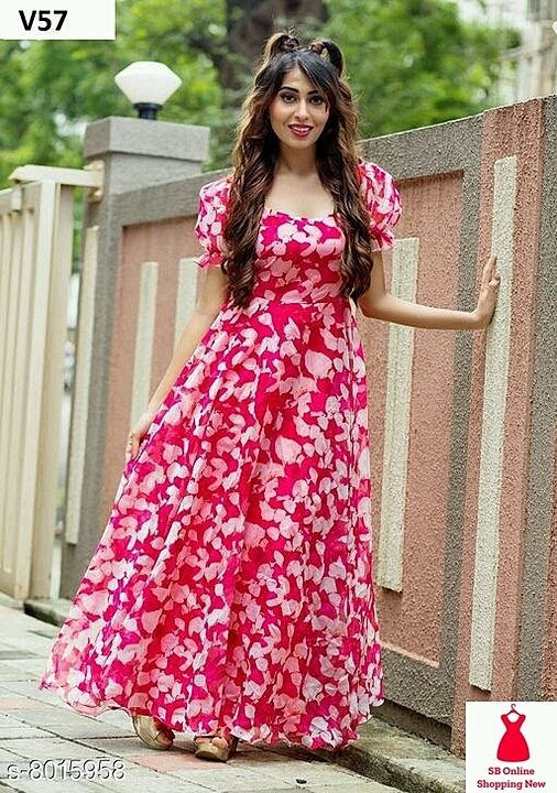 Catalog Name:*Stylish Designer Women Gowns*
Fabric: Georgette
Sizes:
S (Bust Size: 36 in, Length Siz uploaded by SB online shopping new on 9/20/2020