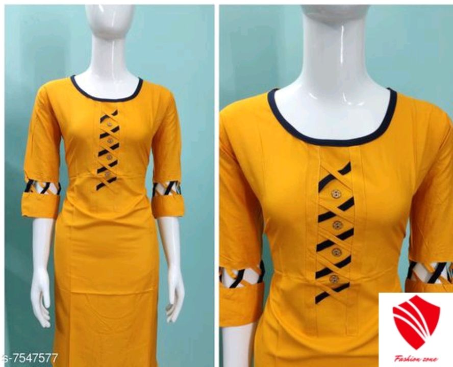 Women Rayon A-line Solid Mustard Kurti uploaded by Fashion zone on 11/16/2021