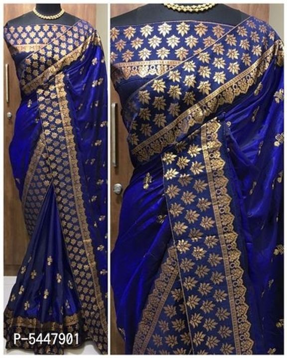 Beautiful Silk Blend Lace Border Saree With Blouse piece uploaded by Ambe Collection on 11/16/2021