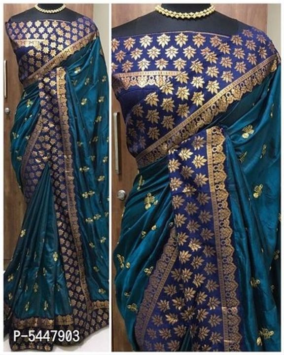 Beautiful Silk Blend Lace Border Saree With Blouse piece uploaded by Ambe Collection on 11/16/2021
