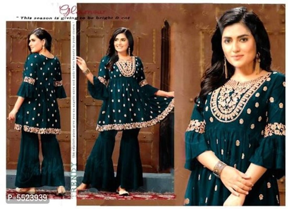 Georgette Cording embroidery Sharara Set uploaded by business on 11/16/2021