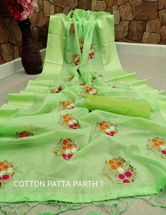 Post image *NEW LAUNCHING COTTON PATTA SAREE*

*NAME :- COTTON PATTA PARTH - 2*
_Fabric_ 👇
_*PURE COTTON SATIN PATTA WITH MULTI EMBROIDERY WORK WITH PALLU LATKAN_*
_Blouse_
_*BANGLORE SILK *_ (ton to ton)
_CUTE 6.30MTR_


_*PRICE :- 600


_4 COLOURS_

100% GOOD QUILITY PRODUCT GARENTEE 

READY TO SHIP STOCK

👌 *Once Give Opportunity, Coustomer Satisfaction Is Our Goal*