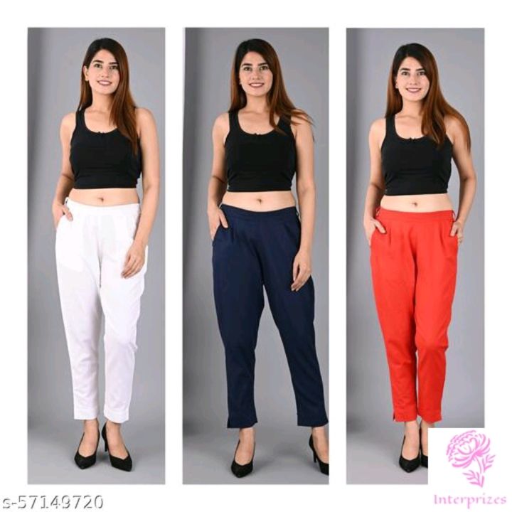 Premium Quality Cotton Trousers for Women/Girls Comfortable to Wear for Office/ Party/College/Casual uploaded by business on 11/17/2021