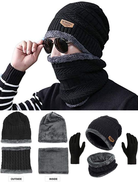 Unisex winter beanie cap combo uploaded by Hare krishna collection on 11/17/2021