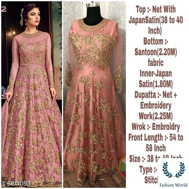 Post image Catalog Name:*Superior Semi-Stitched Suits*

Top Fabric: Variable (Product Dependent)
Lining Fabric: Shantoon
Bottom Fabric: Shantoon
Dupatta Fabric: Variable (Product Dependent)
Pattern: Embroidered
Multipack: Single
Sizes: Semi-Stitched (Top Bust Size: Up To 38 in Up To 48 in, Top Length Size: Up To 54 in 58 in, Bottom Length Size: 2.2 m, Dupatta Length Size: 2.2 m)