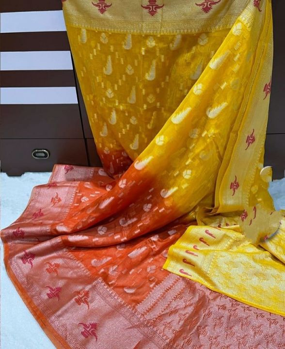 👆🏻exclusive collection 👆🏻
Half half in color design
Bnarasi hndloom semi Georgette  silk saree
F uploaded by business on 11/17/2021