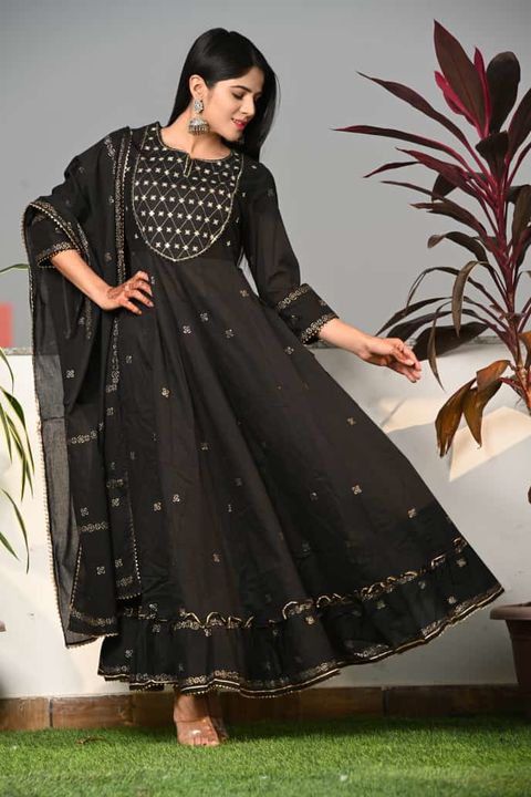 Designer Anarkali pure cotton dupatta set uploaded by Shivangi textiles on 11/18/2021