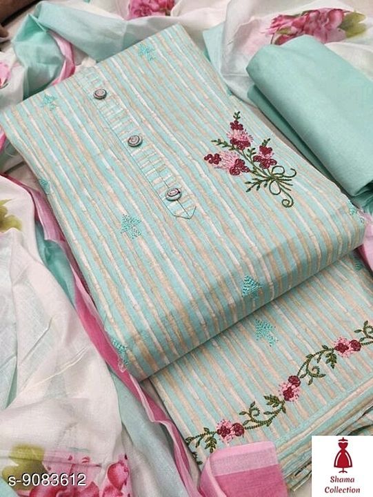 Post image Top Fabric: Cotton + Top Length: 2.5 Meters
Bottom Fabric: Cotton + Bottom Length: 2.5 Meters
Dupatta Fabric: Cotton + Dupatta Length: 2.3 Meters
Type: Un Stitched
Pattern:Embroidered
Multipack: Single
Dispatch:2-3 Days


Price :-800/-