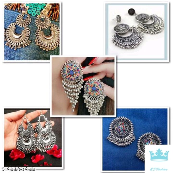 Post image $400Silver Earrings For Women Jhumki Afghani Chandbali Party WearBase Metal: AlloyPlating: Silver PlatedSizing: Non-AdjustableStone Type: No StoneType: TasselPremium Quality Earrings For Women and Girls