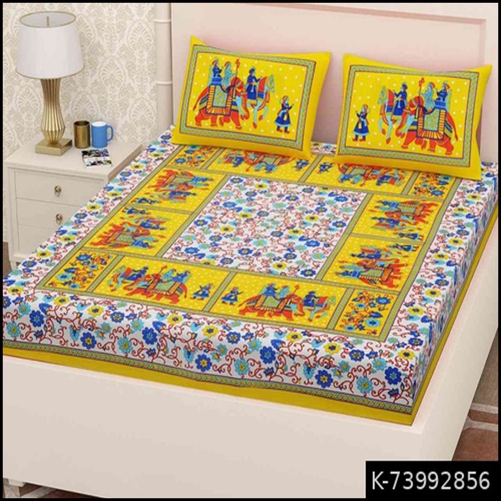 Sanganeri Print Bedsheet Cotton Double Bedsheet With Two Pillow Cover uploaded by Online Shopping in India on 11/19/2021