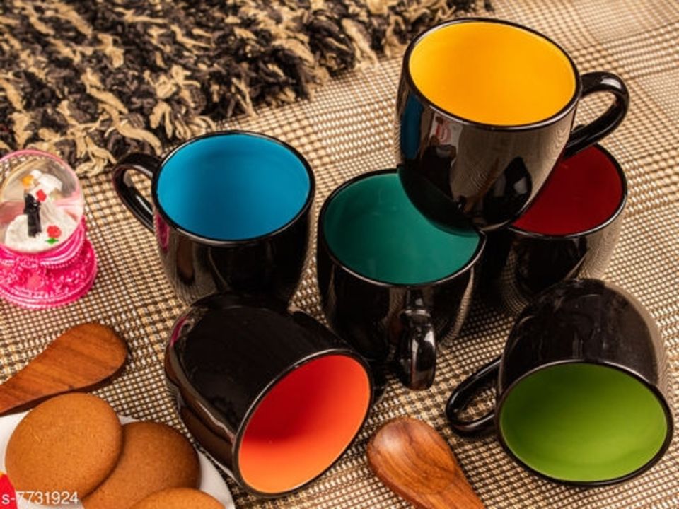 Black Glossy with inside colour Tea Cups, Set of 6 uploaded by Shopping deals  on 11/19/2021