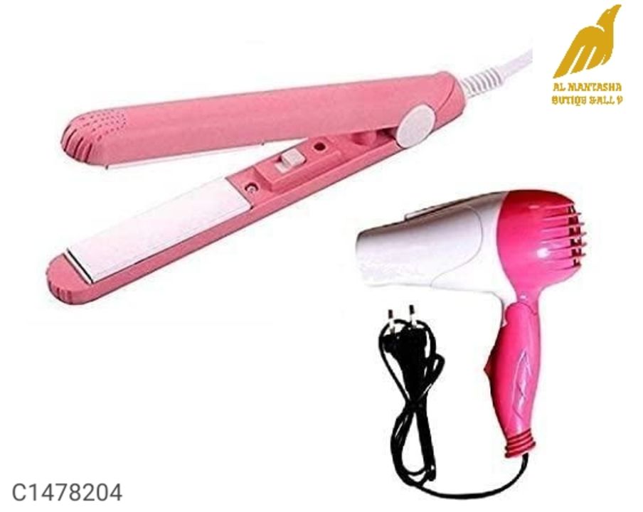 Post image *Catalog Name:* Professional Hair Dryer &amp; Hair Straightener Combo⚡⚡ Quantity: Only 5 units available⚡⚡*Details:*Package Contains: Professional Hair Dryer &amp; Hair Straightener ComboWeight: Hair Dryer-250 Gm &amp; Hair Straightener-320 GmDryer With Hot &amp; Cold Feature &amp; 2 Speed Settings.Compact design for easy handling.Power Consumption: 1000 W,1.8 m cord lengthIt features an adjustable heat selection between 155 C to 230 C which provides you with ultra-smooth, gliding hair as per your requirement.It comes with a warranty of two years which assures longevity. Also, it has a 1.6-meter cable that facilitates mobility.NOTE- Color may vary as per availabilityDesigns(डिज़ाइन): 3💥 *FREE COD* (फ्री केश ऑन डिलीवरी)+
💥 *FREE Return &amp; 100% Refund* (फ्री रिटर्न और 100% रिफंड)🚚 *Delivery:* Within 6 days (डिलीवरी 6 दिनों में)
Buy online(खरीदें ऑनलाइन):https://www.mydash101.com/Shop1736483/catalogues/professional-hair-dryer--hair-straightener-combo-/5522061625?gkaxn3