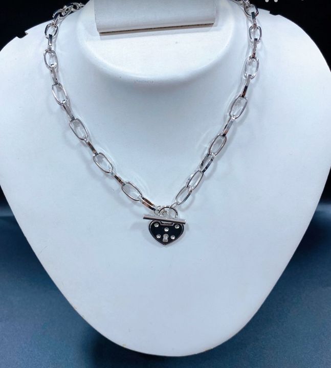 Silver heart lock chain 🖤 uploaded by business on 11/20/2021