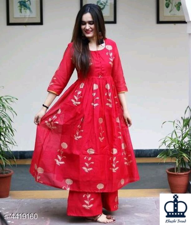 Printed Long Kurti With Palazzos  uploaded by Khushi Trend on 11/20/2021