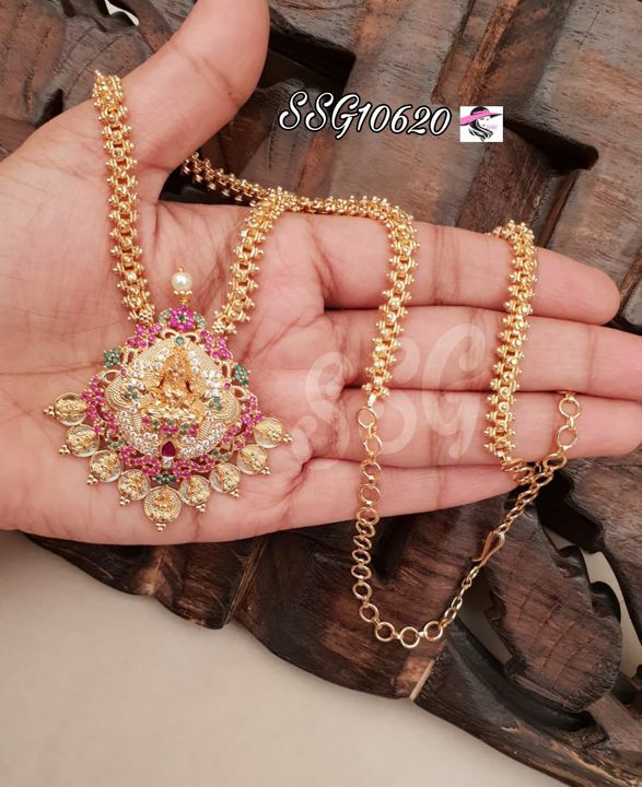 Gold finish Lakshmi pendent chain uploaded by Sandhya designs on 11/20/2021