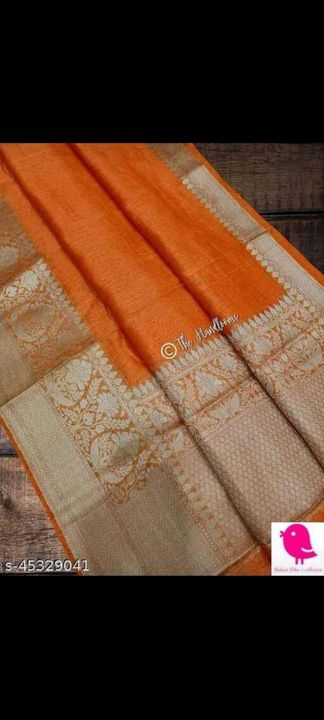 Post image Handloom pure fleture linen silk with banarsi  zari zaikart border saree..bhagalpuri....best quality best price ...what's app 9801887119
