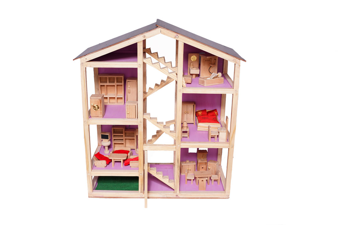 Wooden dollhouse with furniture  uploaded by business on 11/20/2021