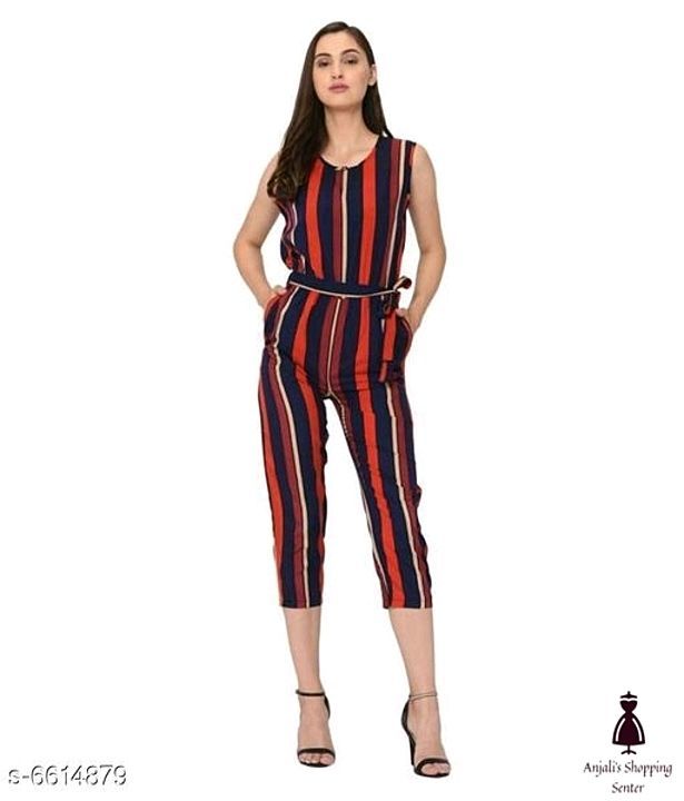 Post image Catalog Name:*Trendy Designer Women Jumpsuits*
Fabric: Crepe
Sleeve Length: Variable (Product Dependent)
Pattern: Variable (Product Dependent)
Multipack: 1
Sizes: 
S (Bust Size: 36 in, Length Size: 37 in) 
XL (Bust Size: 42 in, Length Size: 37 in) 
L (Bust Size: 40 in, Length Size: 37 in) 
M (Bust Size: 38 in, Length Size: 37 in) 
XXL (Bust Size: 44 in, Length Size: 37 in) 
Dispatch: 2-3 Days
Easy Returns Available In Case Of Any Issue
*Proof of Safe Delivery! Click to know on Safety Standards of Delivery Partners- https://bit.ly/30lPKZF