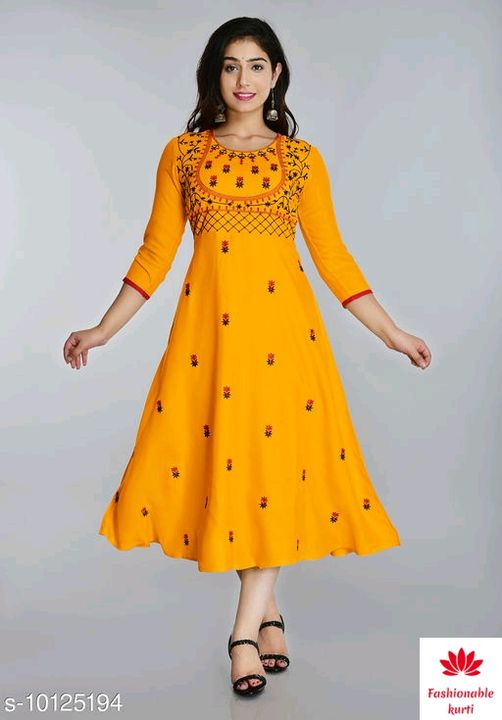 Women's Embroidered Rayon Anarkali Kurti uploaded by business on 11/21/2021