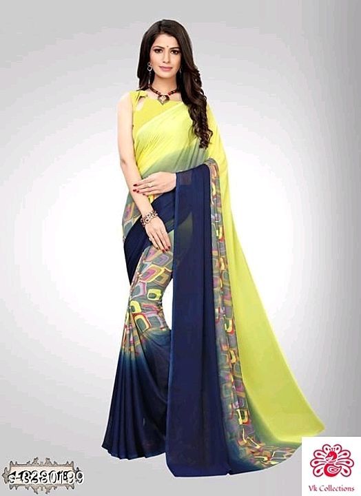 Stylish Aagam  Georgette Women's Sarees Vol 2

Fabric: Saree - Georgette, Blouse -Georgette
Size: Sa uploaded by VK COLLECTIONS on 9/22/2020