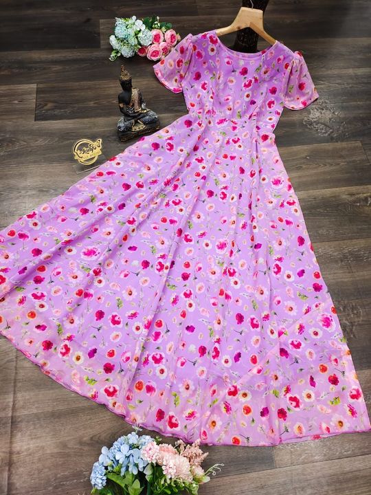 Georgette Designer Gown uploaded by Deval Creations on 11/21/2021