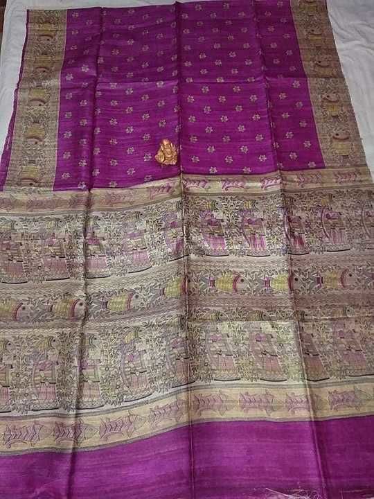Post image Tassar ghicha Handloomsaree silk 
Madhubani print
Saree 6.5metre in length 
Blouse running 
Only online payment 
Contact what's up number 9010416440
https://chat.whatsapp.com/L6P7kCCnUEILQqBMx41Aij